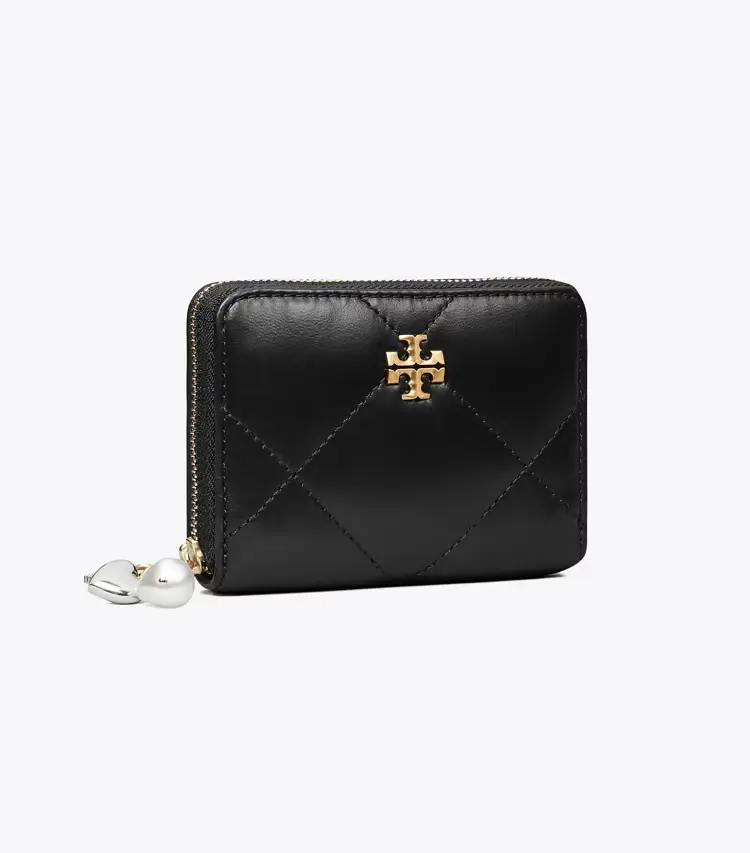 Small Kira Diamond Quilt Charm Zip Wallet