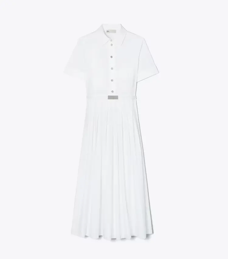 Pleated Poplin Shirtdress