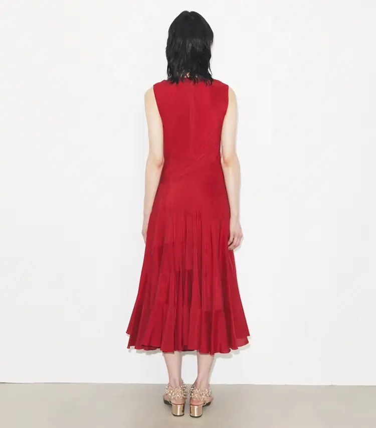 Flared Cotton Silk Dress - Image 3