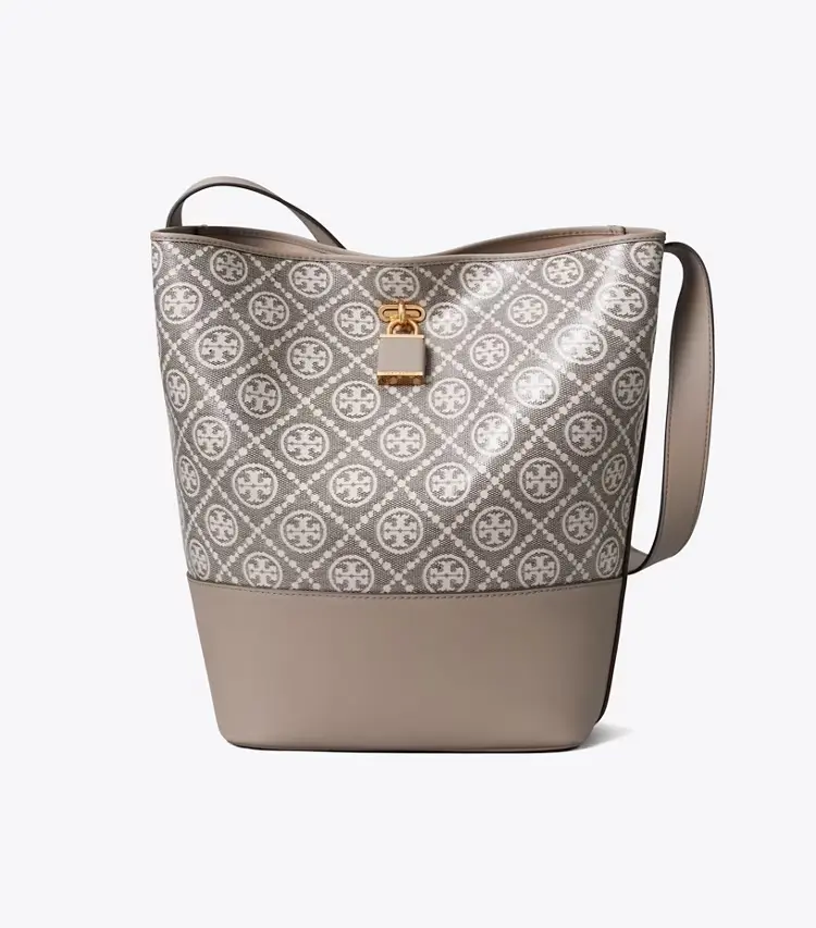 T Monogram Coated Jacquard Lock Slim Bucket Bag - Image 3