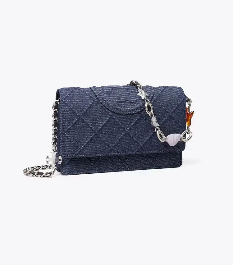 Fleming Denim Charm Chain Crossbody