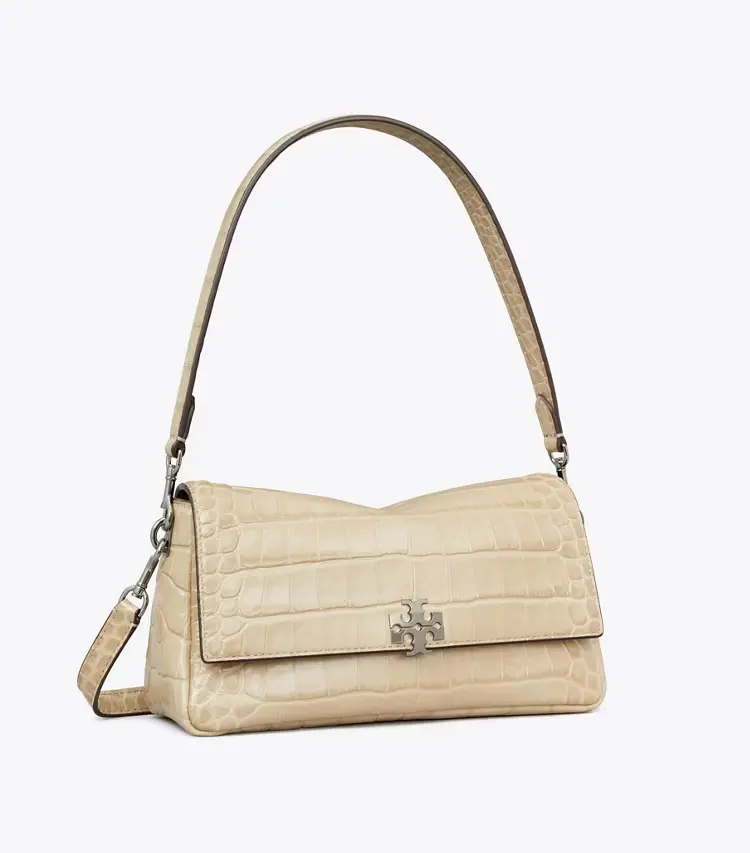 Small Charlie Croc-Embossed Shoulder Bag