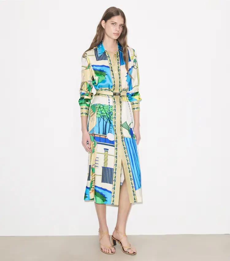 Printed Silk Shirtdress - Image 2