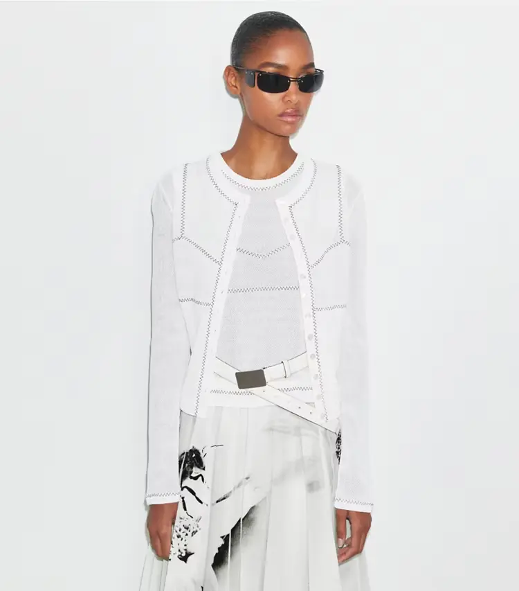 Cotton And Nylon Mesh Cardigan - Image 2