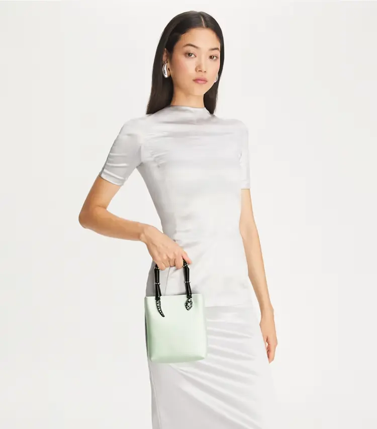 Mini Satin Snake Handle Tote - Image 3