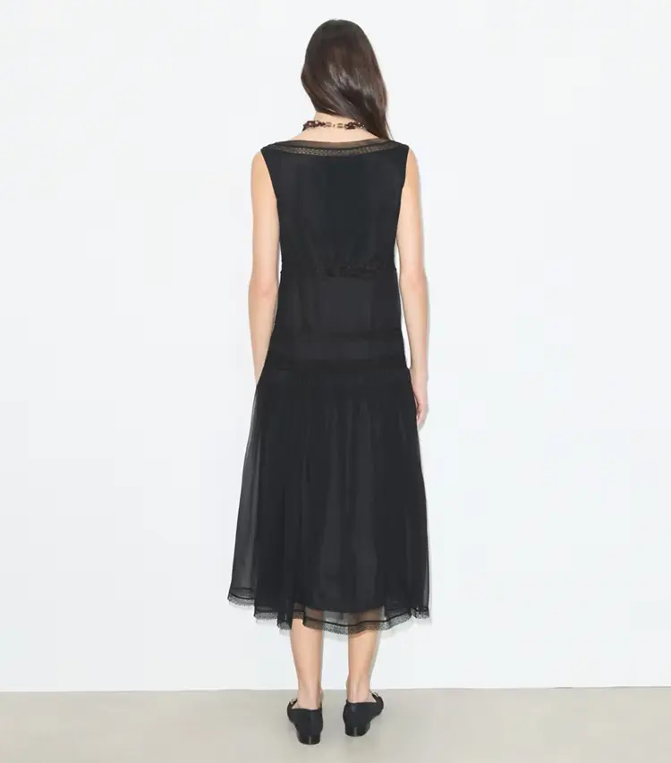 Pleated Silk Lace Dress - Image 3