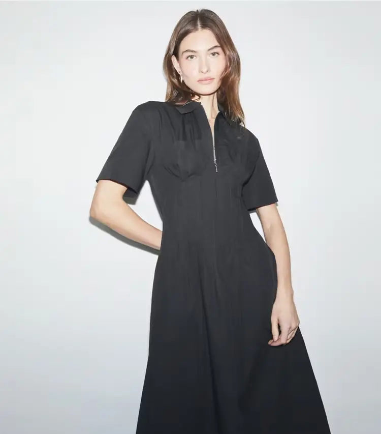Poplin Pleat-Waist Dress - Image 3