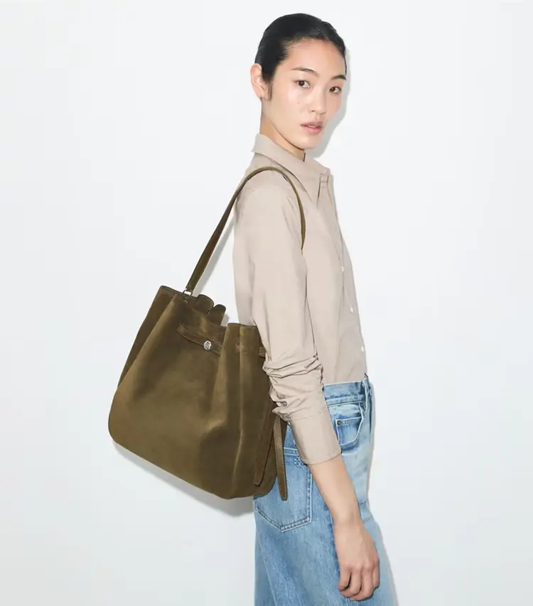 Large Romy Suede Bucket Bag - Image 2