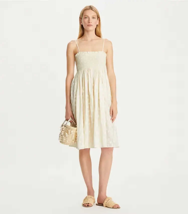 Strapless Smocked Silk Dress - Image 2