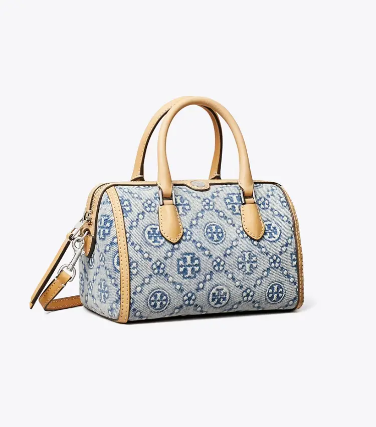 T Monogram Denim Petite Barrel Bag