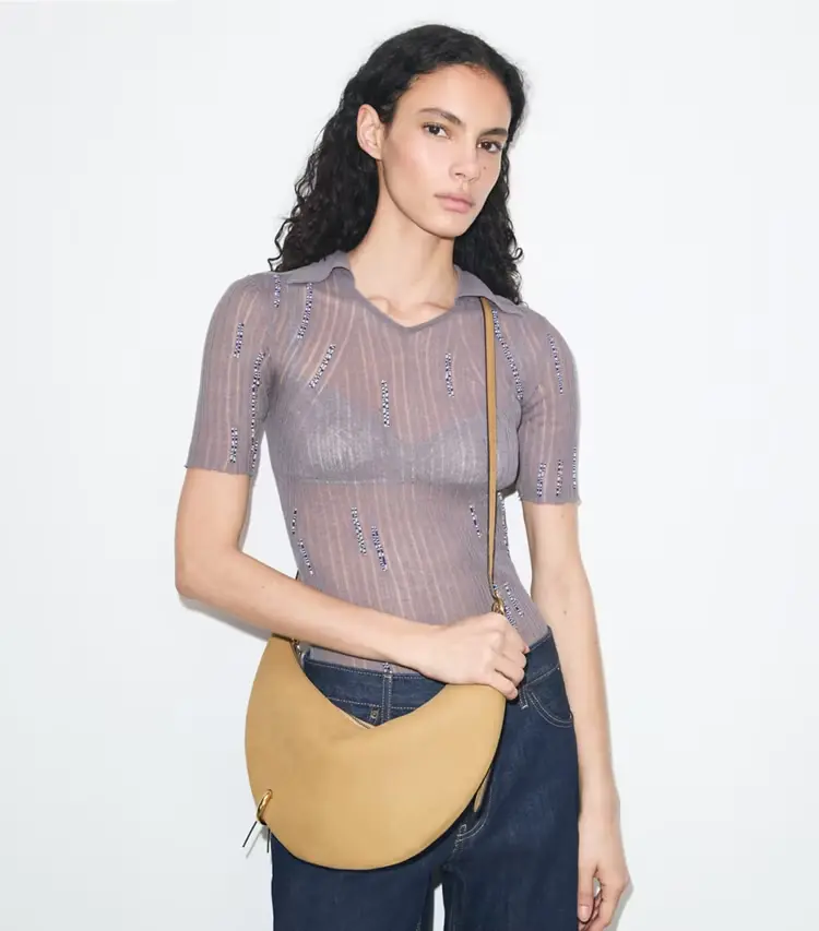 Pierced Nubuck Crossbody Bag - Image 2