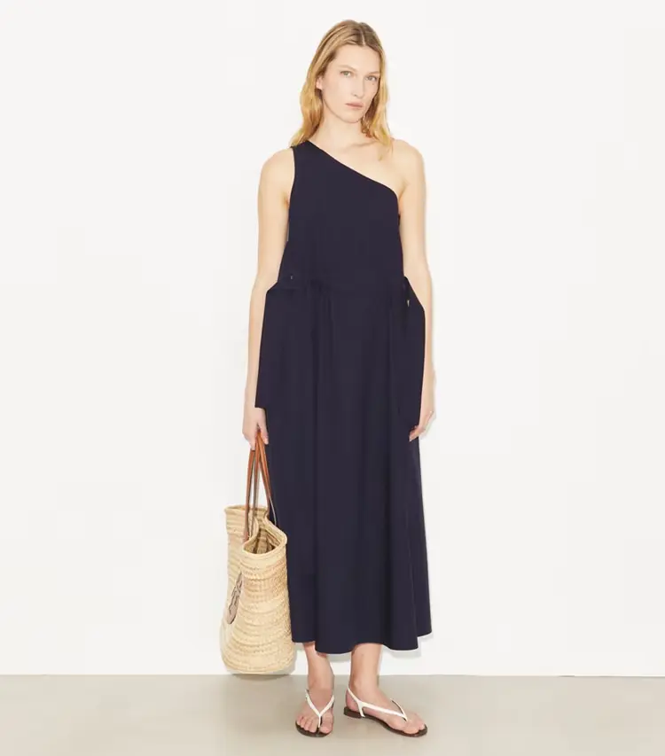One-Shoulder Belted Cotton Dress - Image 2
