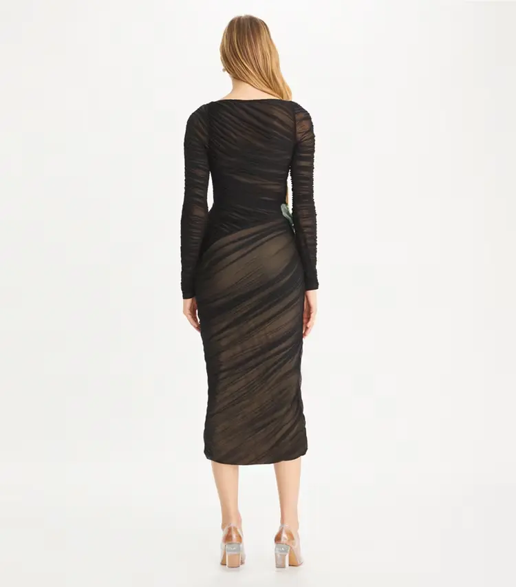 Embellished Viscose Ruched Dress - Image 3