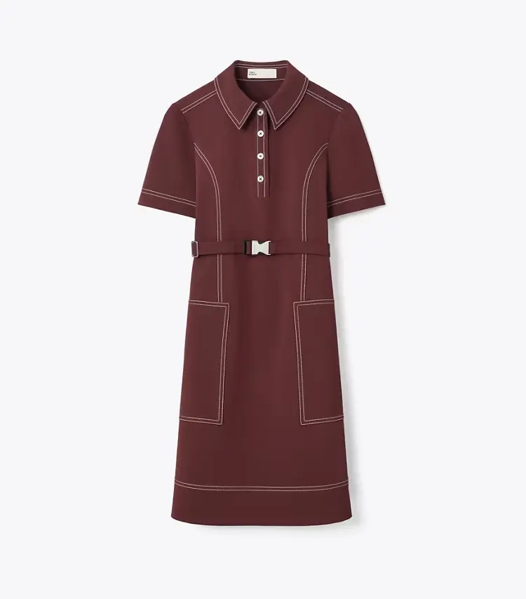 Short-Sleeve Pick Stitch Golf Dress