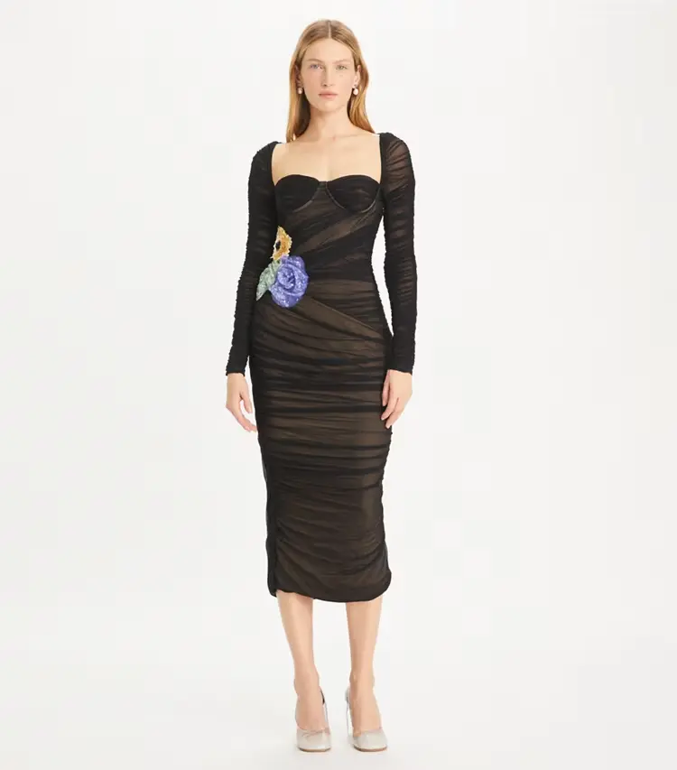 Embellished Viscose Ruched Dress - Image 2