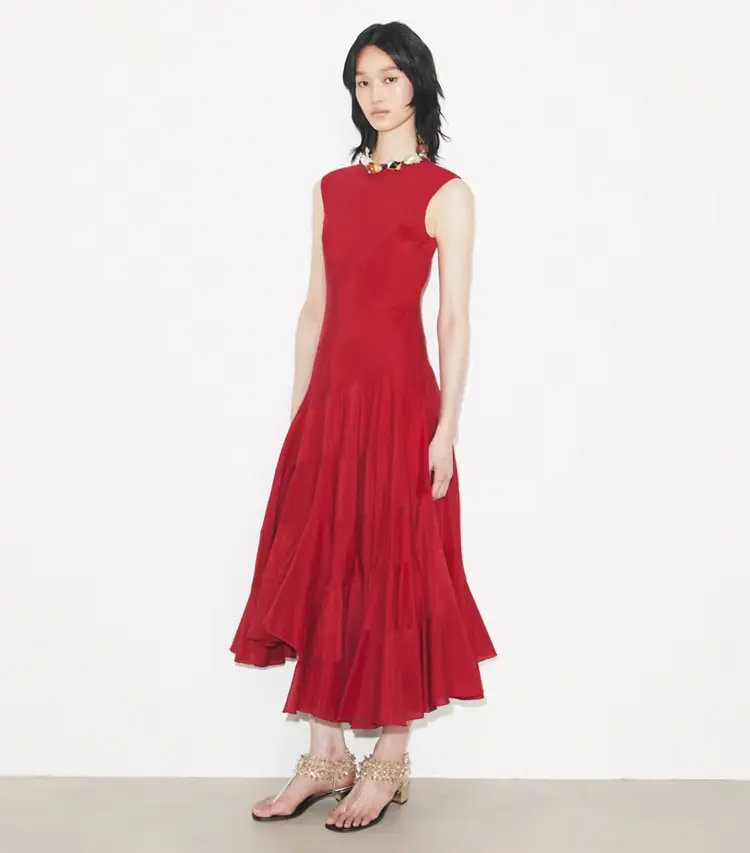 Flared Cotton Silk Dress - Image 2