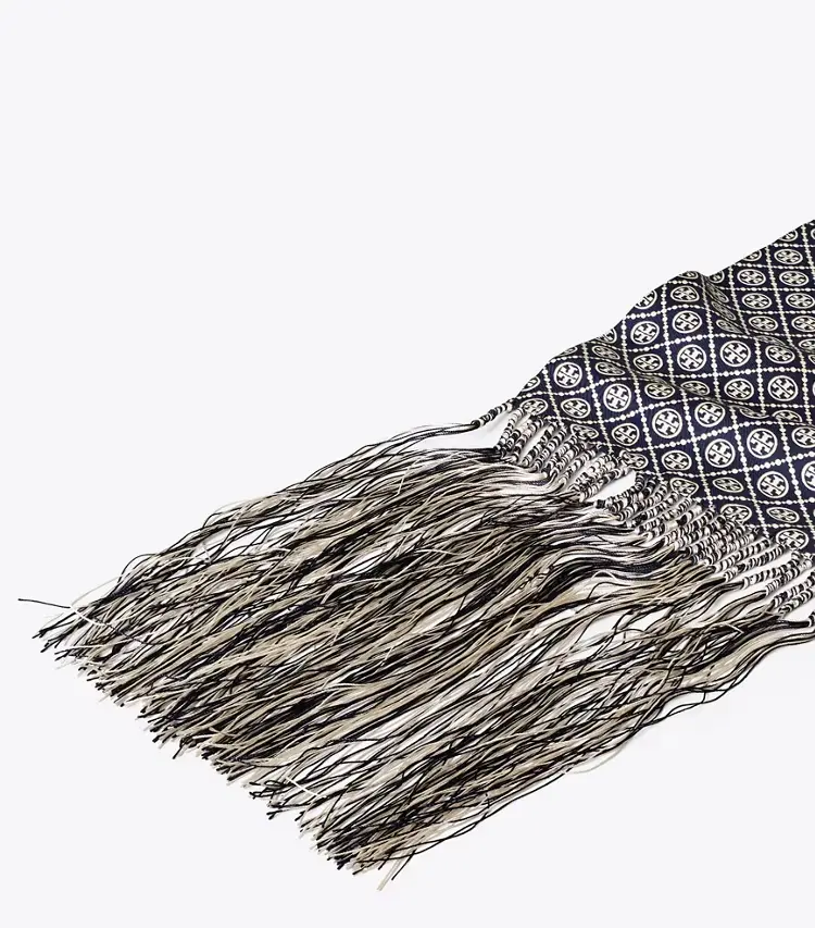 T Monogram Fringed Oblong Scarf - Image 2