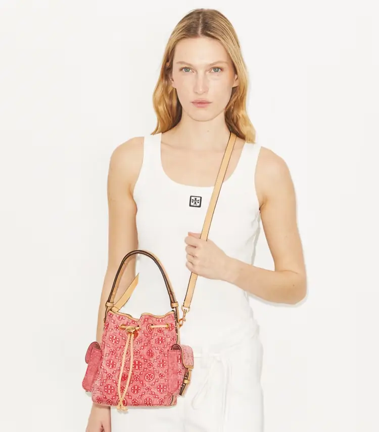T Monogram Denim Bucket Bag - Image 2