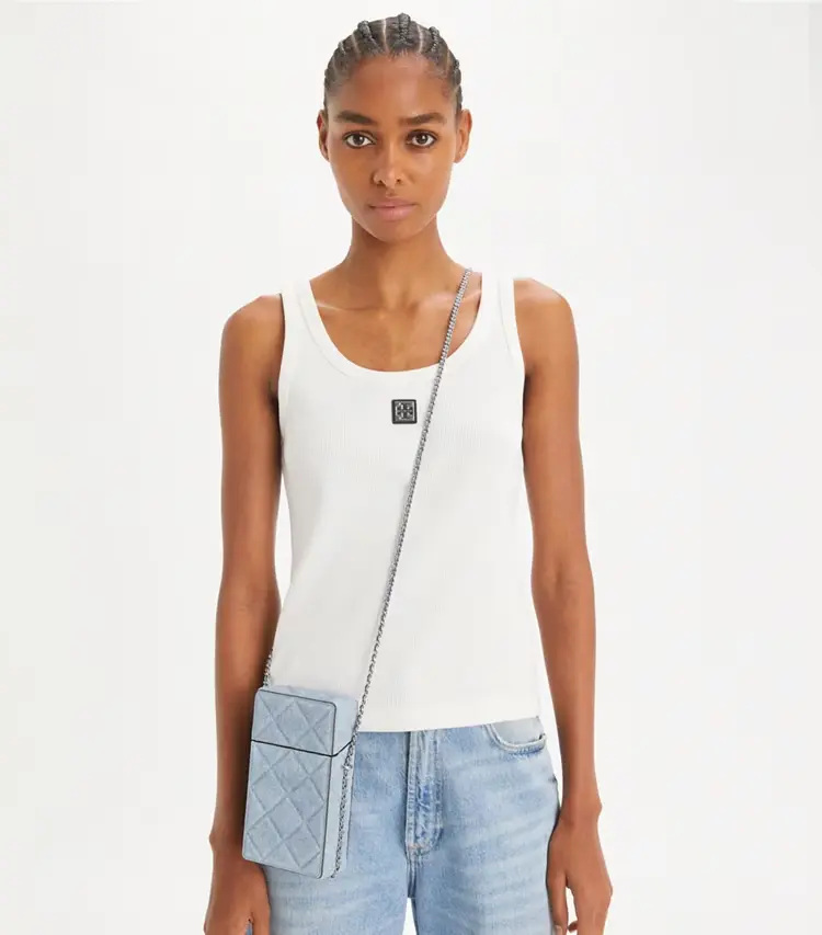 Fleming Denim-Print Suede Phone Crossbody - Image 2