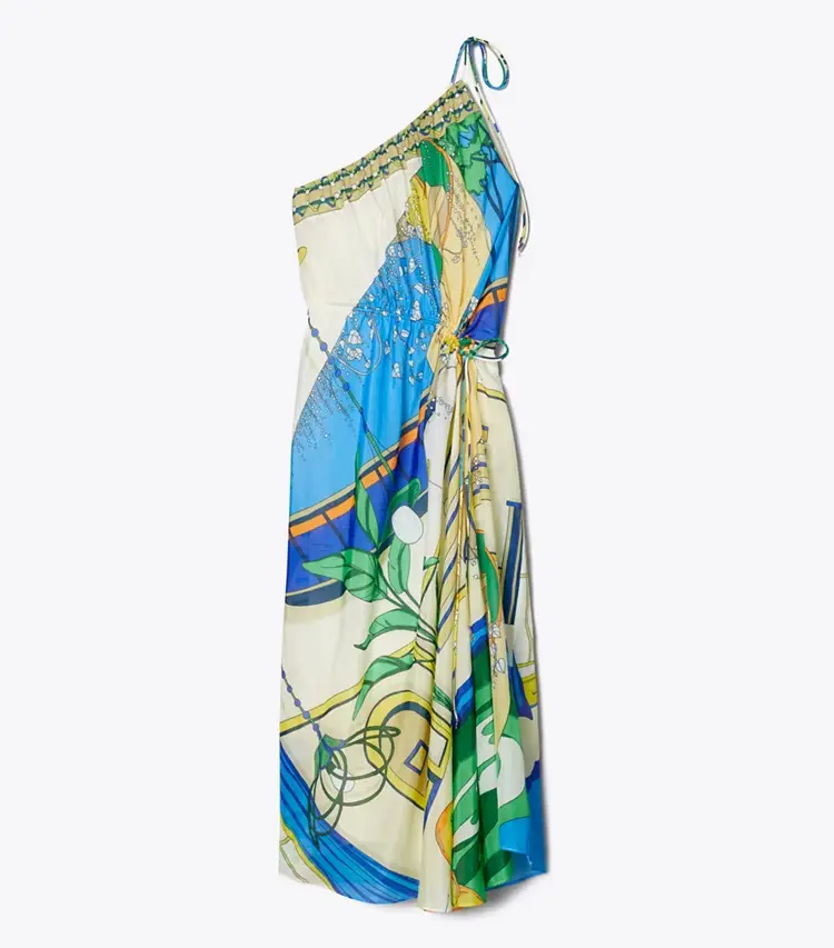 Printed One-Shoulder Cotton Dress