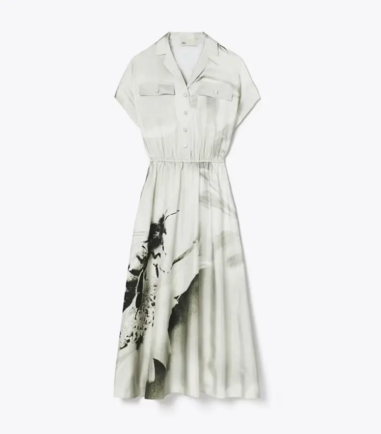 Printed Silk Twill Shirtdress