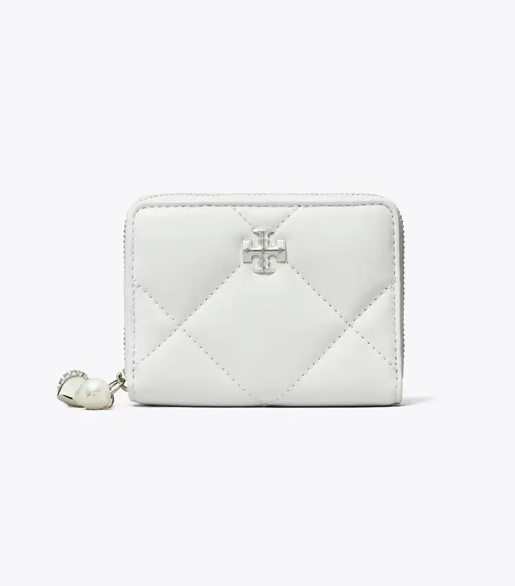 Small Kira Diamond Quilt Distressed Charm Zip-Around Wallet - Image 2