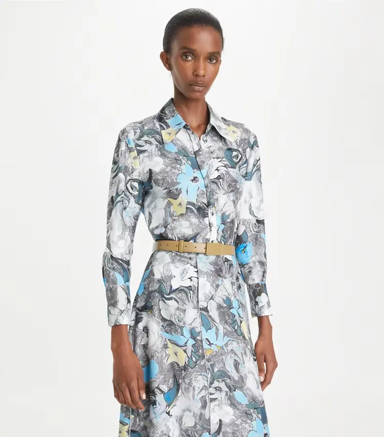 Printed Cuffed Silk Shirt - Image 2