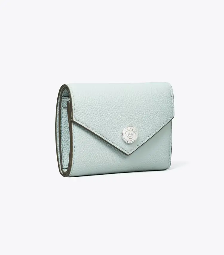 T Monogram Pebbled Small Envelope Wallet