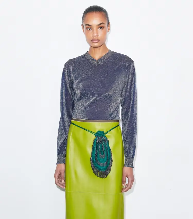 Metallic V-Neck Sweater - Image 2