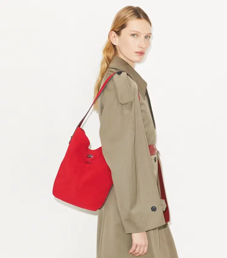 Suede Slim Bucket Bag - Image 2
