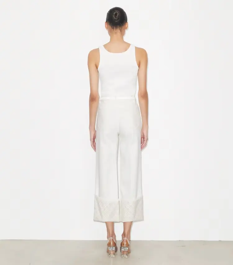 T Monogram Contrast Cuff Cropped Jean - Image 3