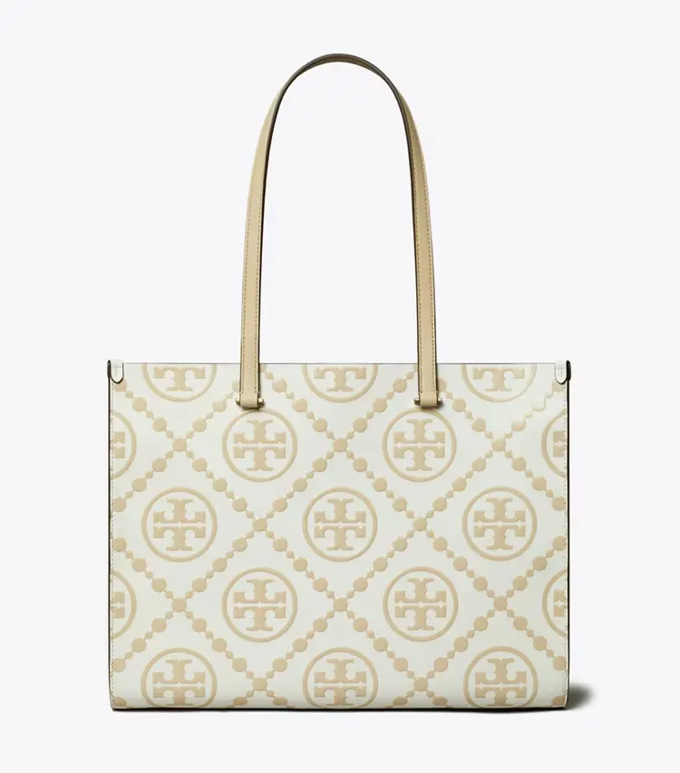 T Monogram Contrast Embossed Tote - Image 4