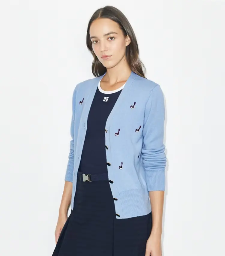 Birdie-Embroidered Cashmere Cardigan - Image 2