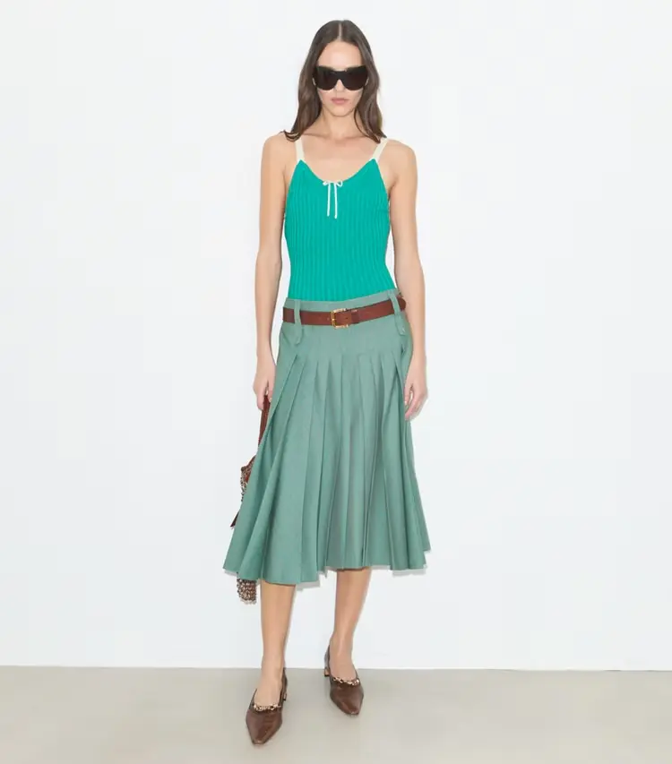 Pleated Wool Skirt - Image 2
