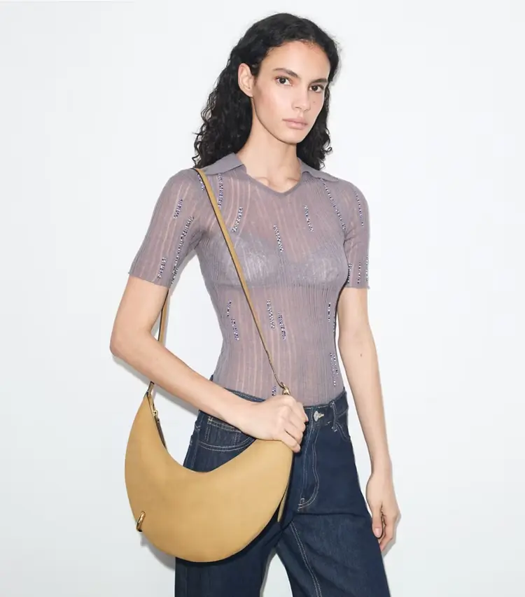 Pierced Nubuck Crossbody Bag - Image 3