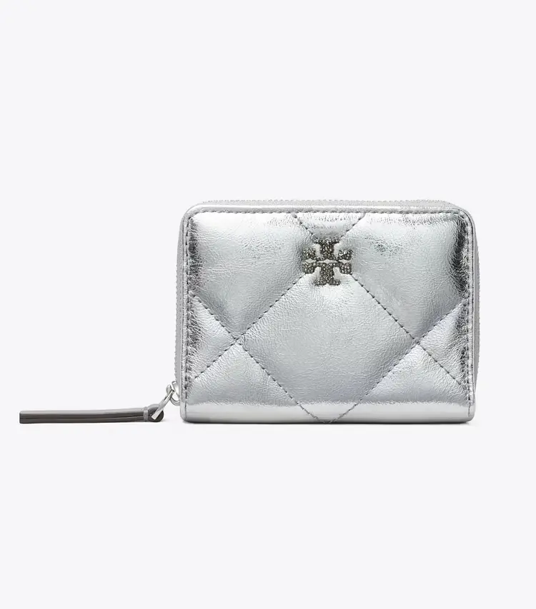 Small Kira Diamond Quilt Metallic Zip-Around Wallet - Image 2