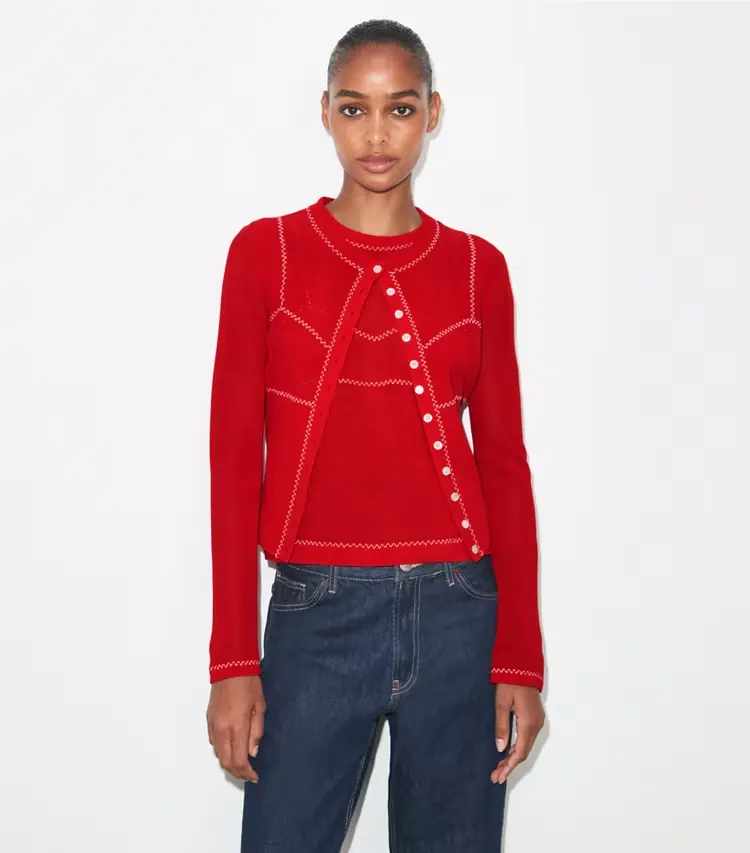Cotton And Nylon Mesh Cardigan - Image 2