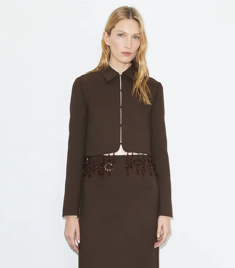 Cropped Crepe Jacket - Image 2