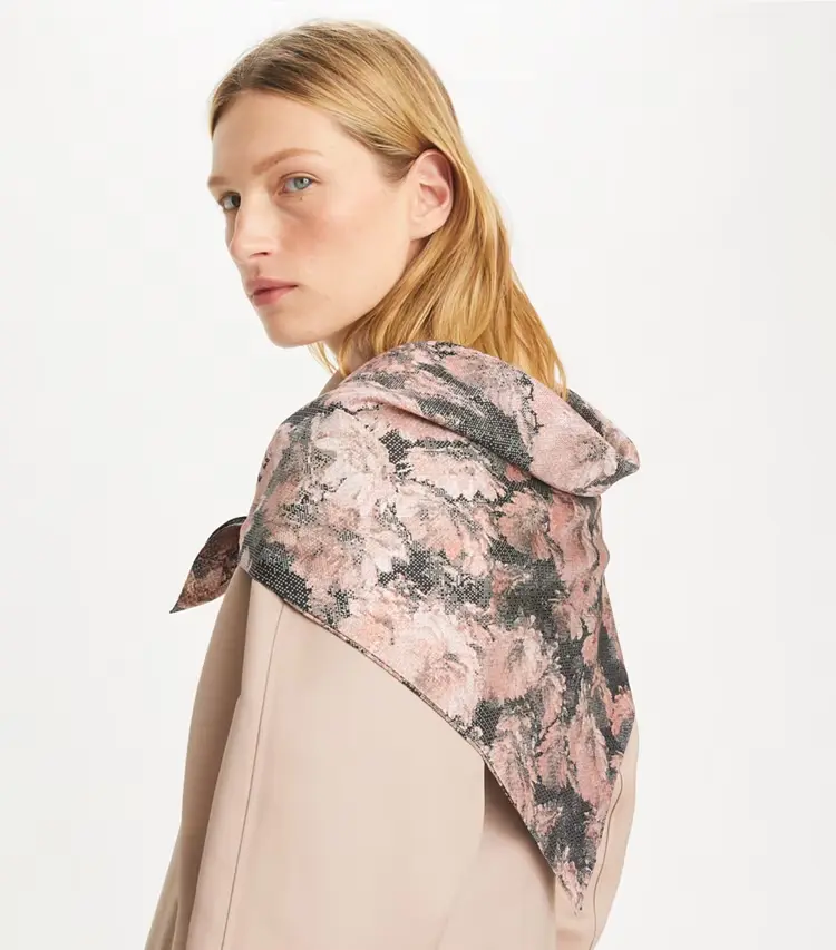 Pixel Flower Silk Square Scarf - Image 4