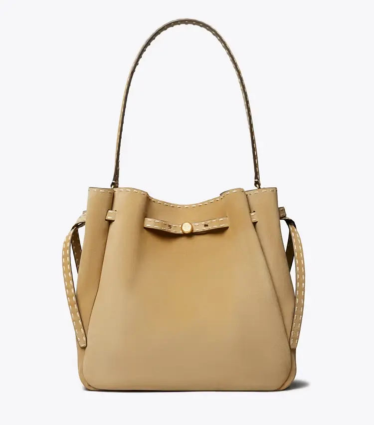 Large Romy Suede Pick Stitch Bucket Bag - Image 3