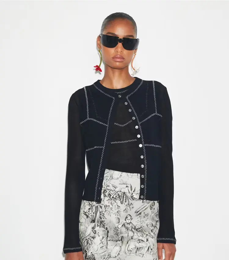 Cotton And Nylon Mesh Cardigan - Image 2