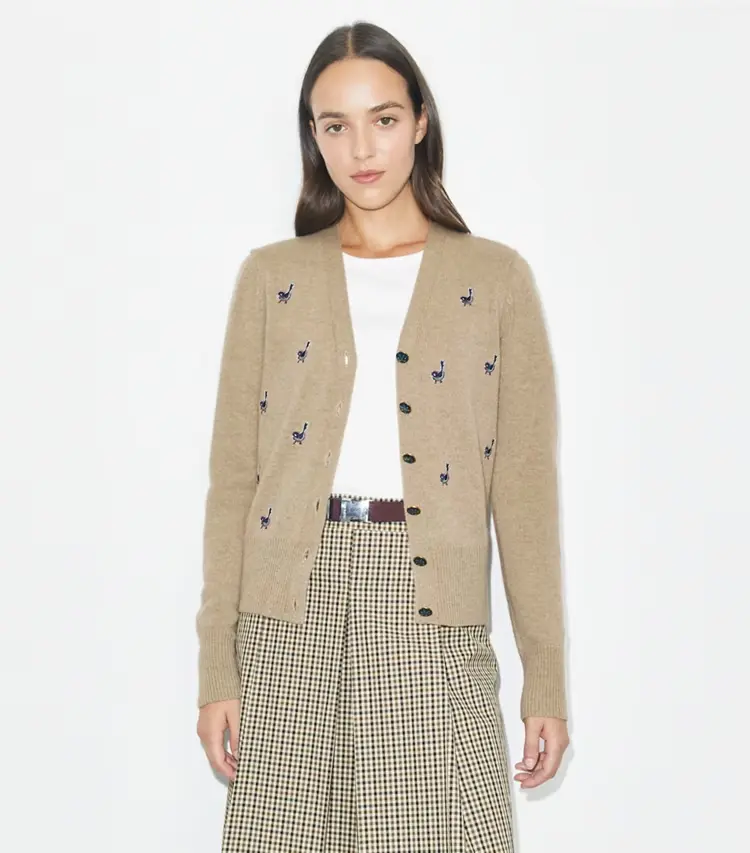 Birdie-Embroidered Cashmere Cardigan - Image 2