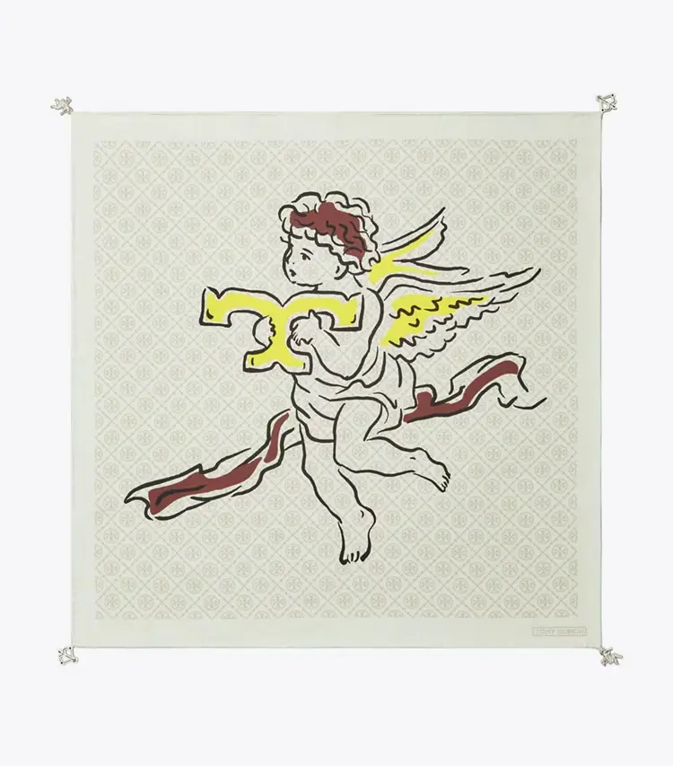 T Monogram Cherub Silk Neckerchief