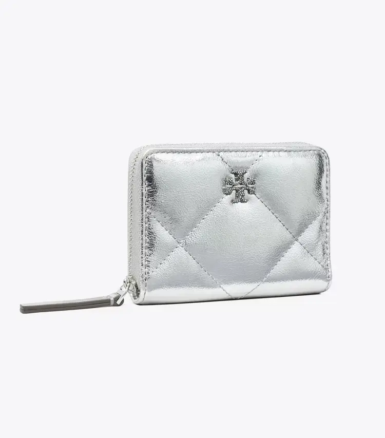 Small Kira Diamond Quilt Metallic Zip-Around Wallet