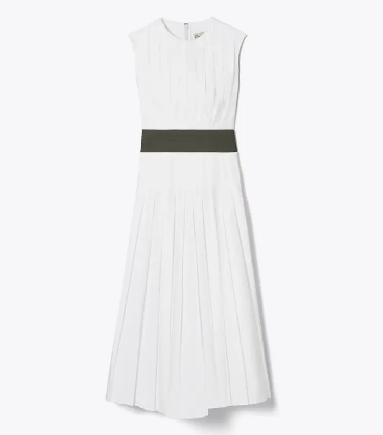 Pleated Poplin Dress