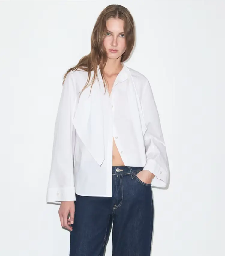 Cotton Bow Blouse - Image 2