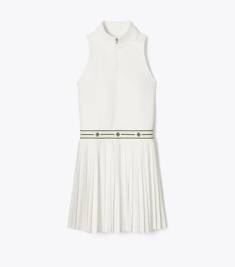 Quarter-Zip Pleated Tennis Dress