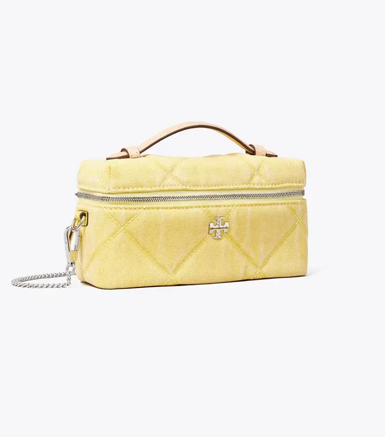 Kira Diamond Quilt Denim Vanity Case