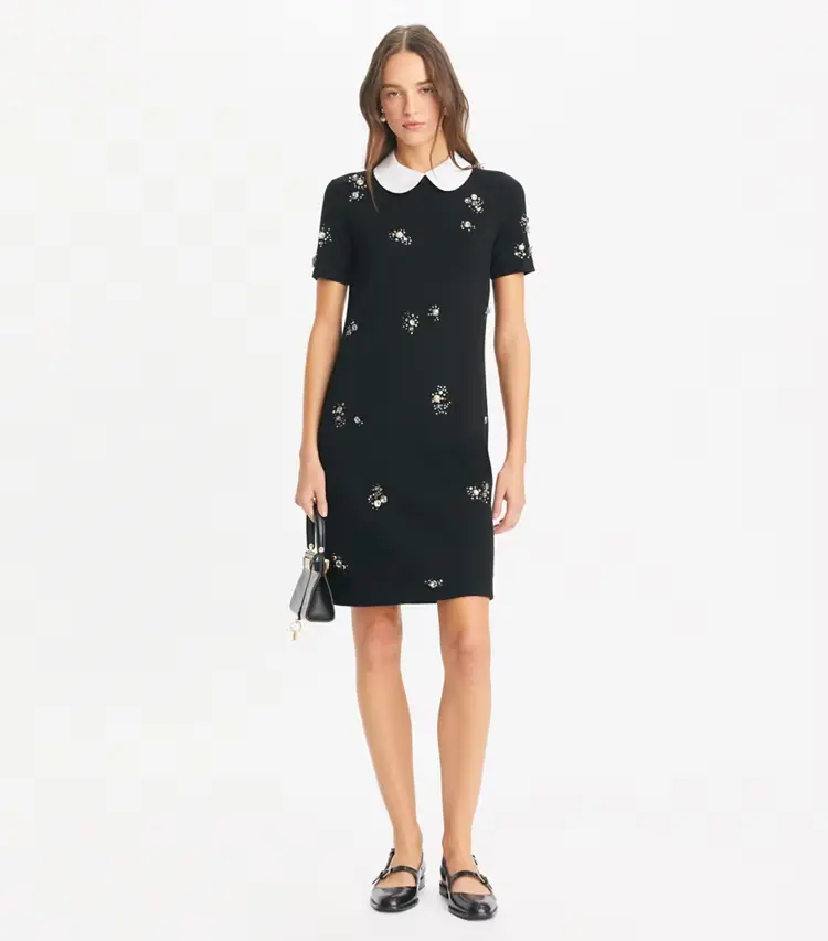 Embellished Poplin Collar Sweater Dress - Image 3
