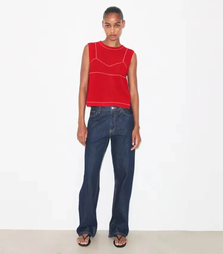 Cotton And Nylon Mesh Top - Image 3
